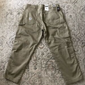 New Lee Workwear Straight Crop Loose Fit Pants - Olive Green